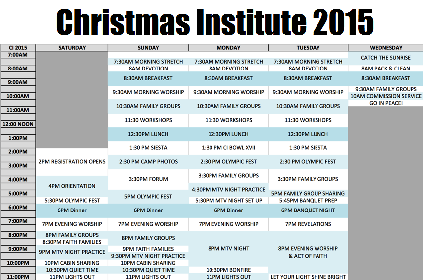 CI 2015 Schedule